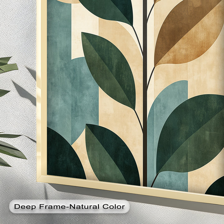 Geometric Botanical – Mid-Century Modern Leaf Oil Painting