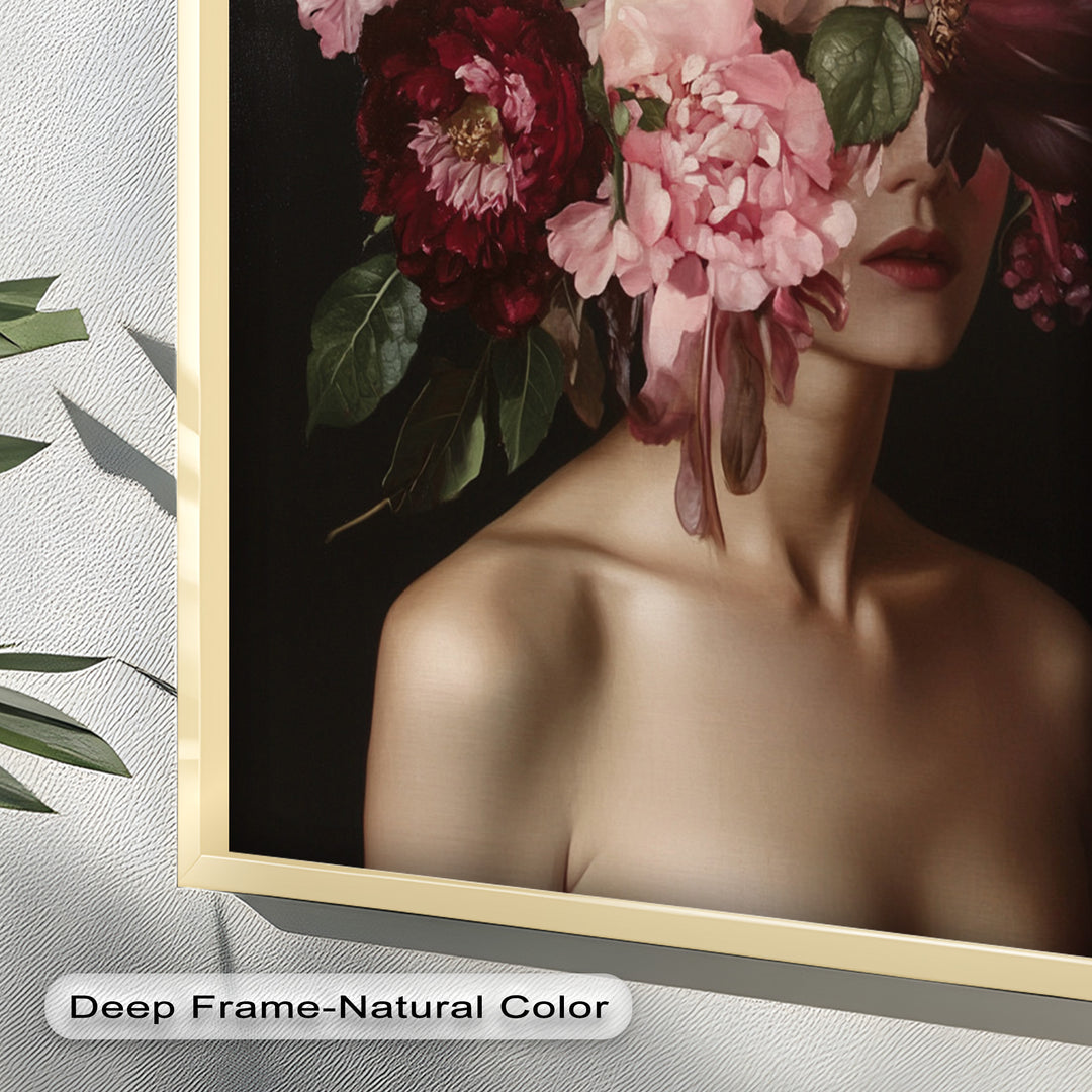 Blossom Veil – Romantic Floral Portrait Oil Painting