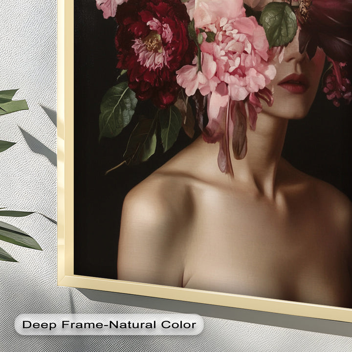 Blossom Veil – Romantic Floral Portrait Oil Painting