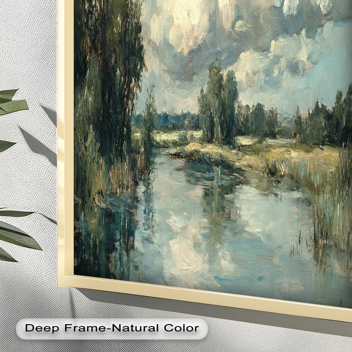 Golden Field & Mountain Horizon – Landscape Oil Painting