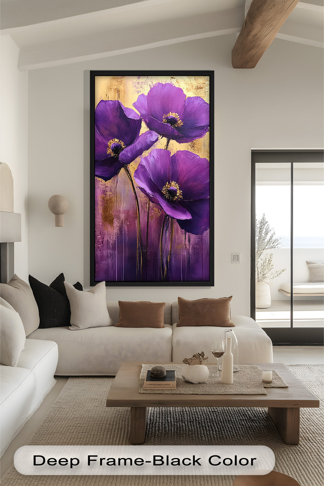 Purple Florals with Gold Accents - Flower Oil Painting
