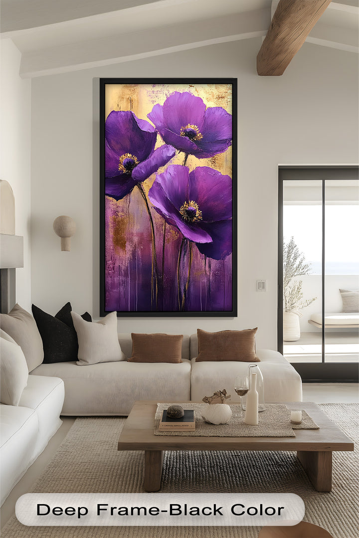 Purple Florals with Gold Accents - Flower Oil Painting