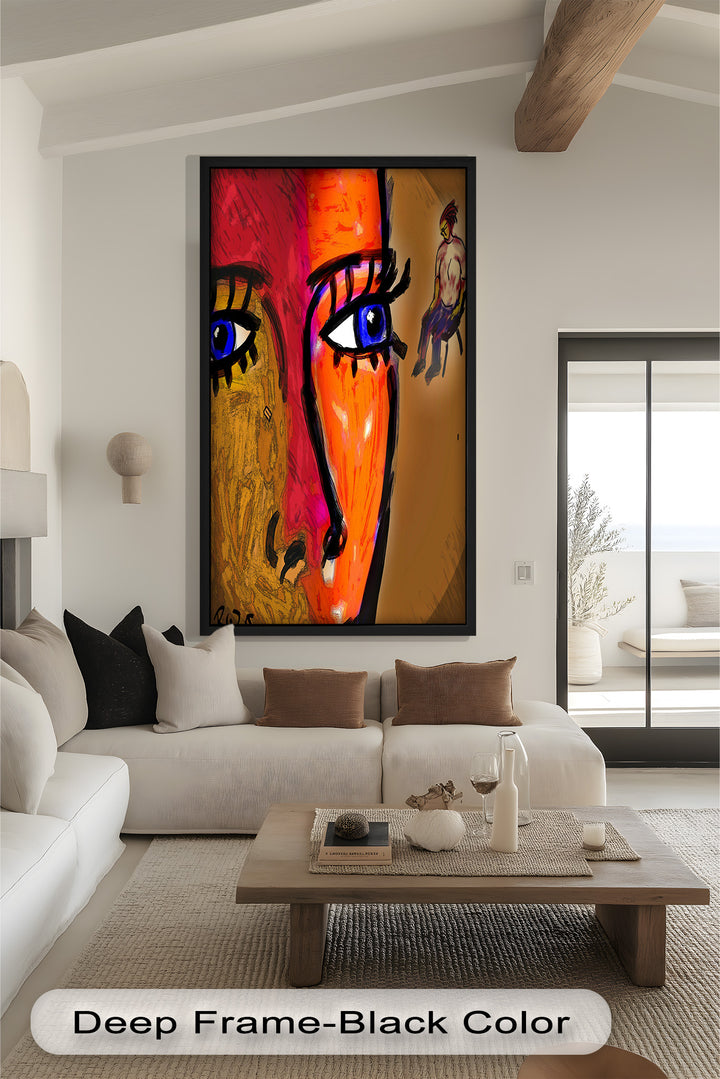 Gaze of Fire – Abstract Portrait with Distant Figure Picasso Oil Painting