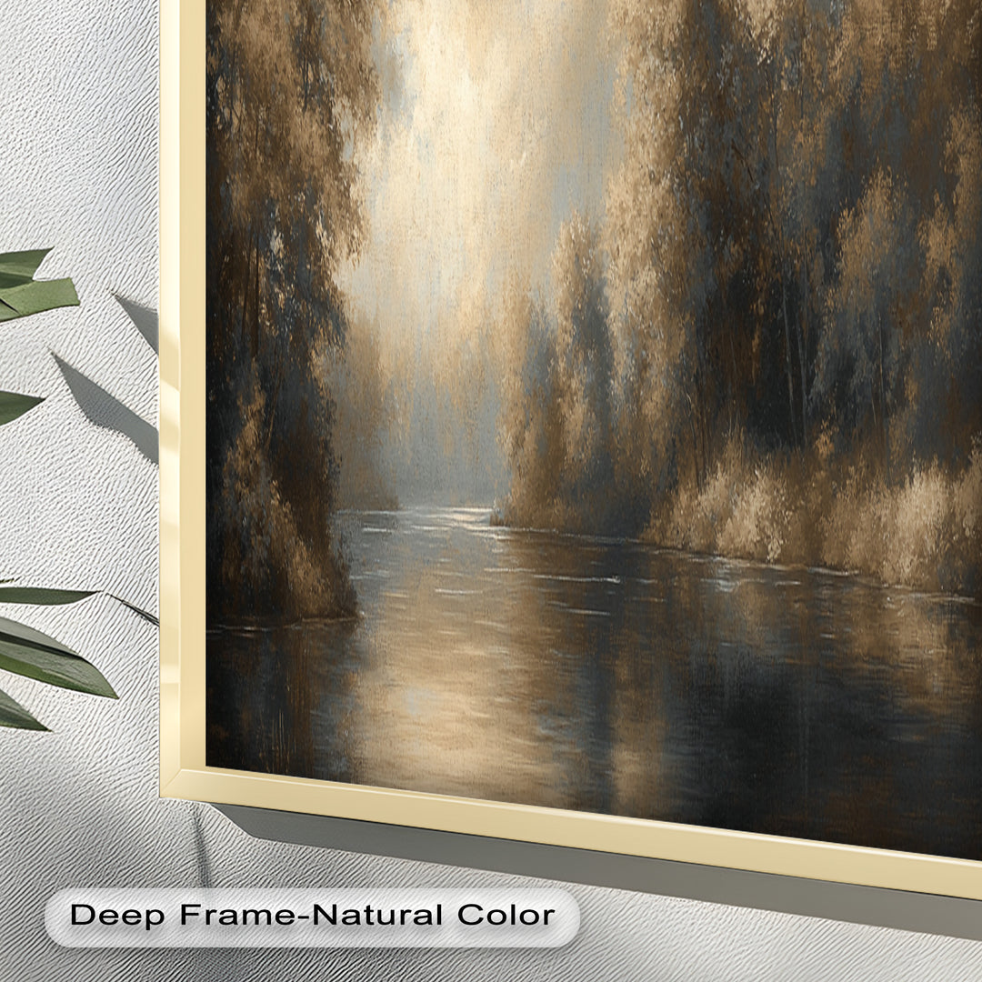 Serene River Landscape Wall Art – Modern Oil Painting