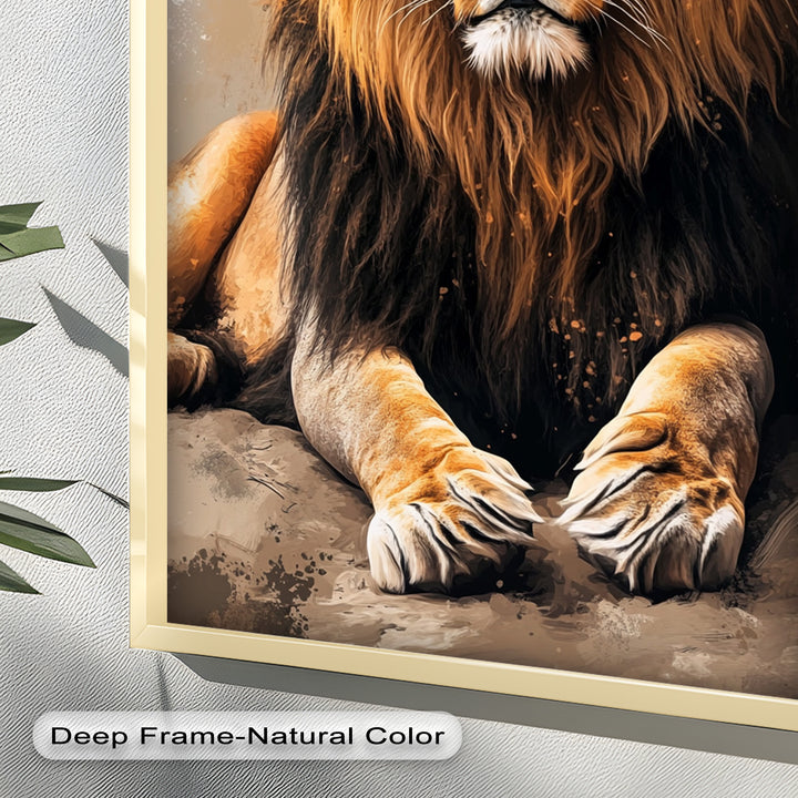 Lion Portrait in Warm Tones - Animal Oil Painting