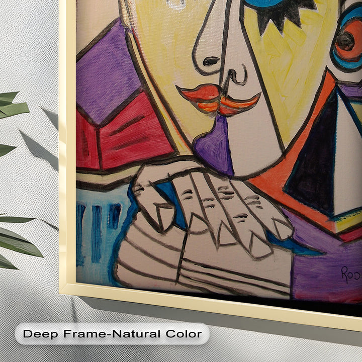 Unified Gaze – Dual Expression Abstract Picasso Oil Painting