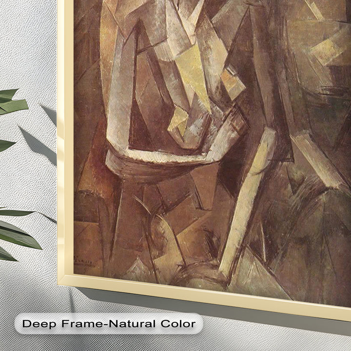 Sepia Kubistische Figur Wandkunst – Abstraktes Ölgemälde