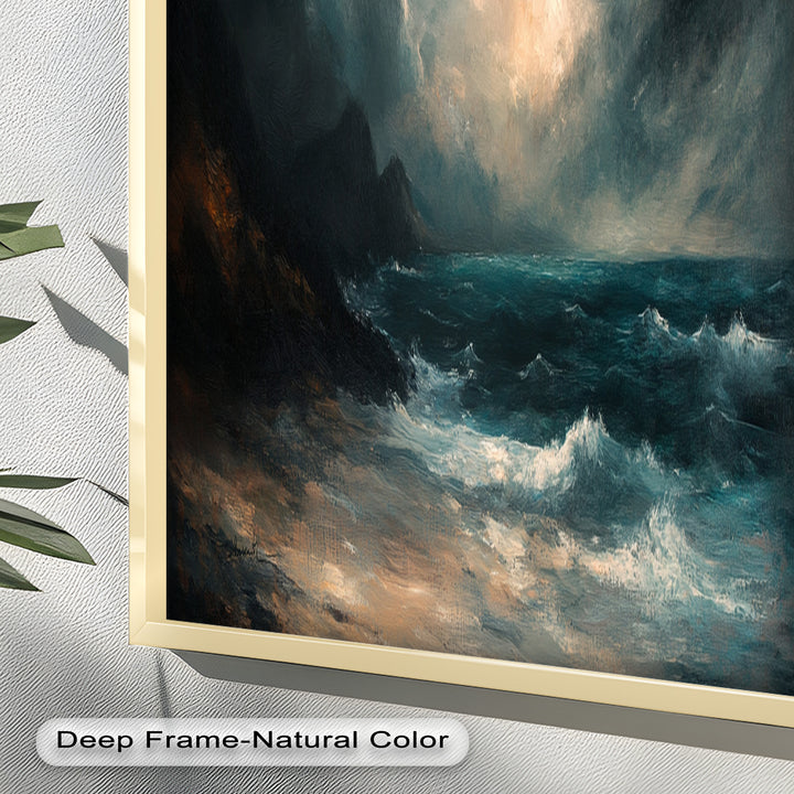 Ocean Wall Art - Stormy Coastline Seascape Oil Painting