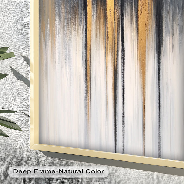 Modern Grey & Gold Abstract – Framed Oil Painting