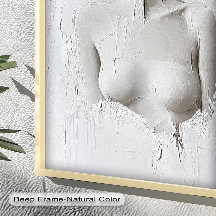 Silent Form – Minimalist White Abstract Female Oil Painting