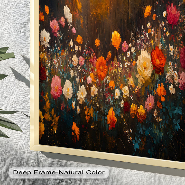 Autumn Forest Flower Wall Art – Colorful Floral Oil Painting