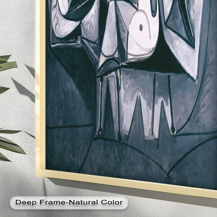 Geometry of Stillness – Monochrome Reclining Picasso Oil Painting