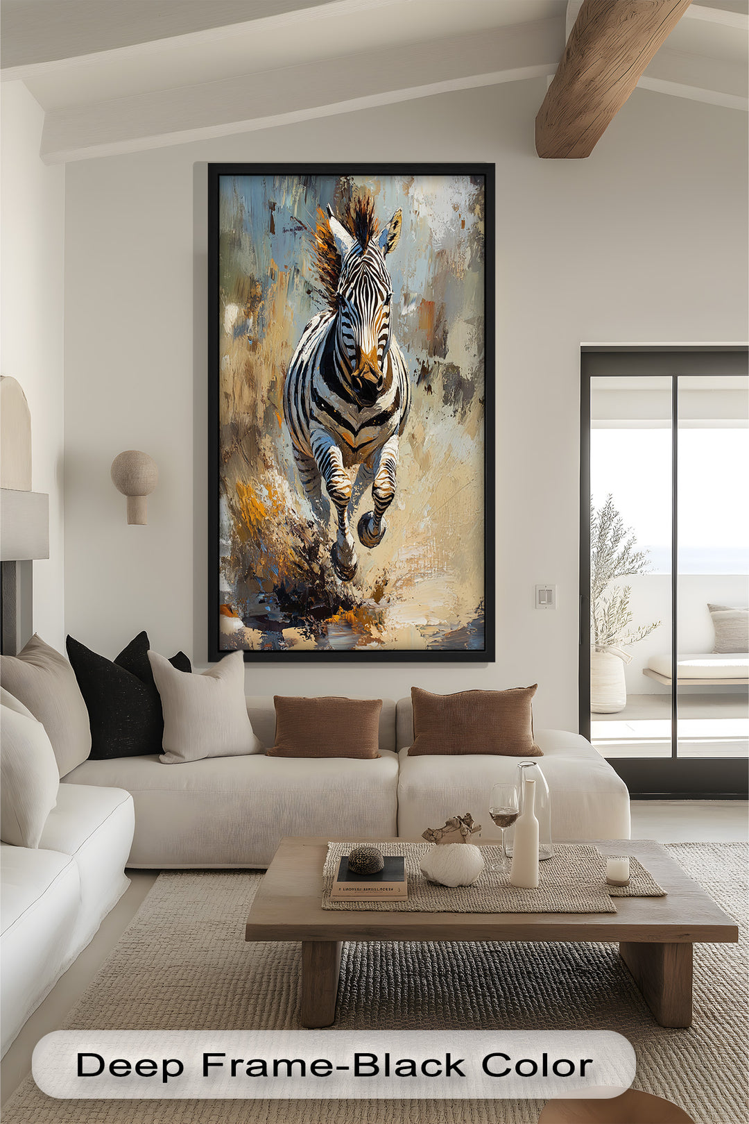 Galoppierendes Zebra in Bewegung - Tierölgemälde