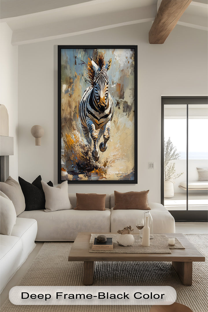 Galoppierendes Zebra in Bewegung - Tierölgemälde