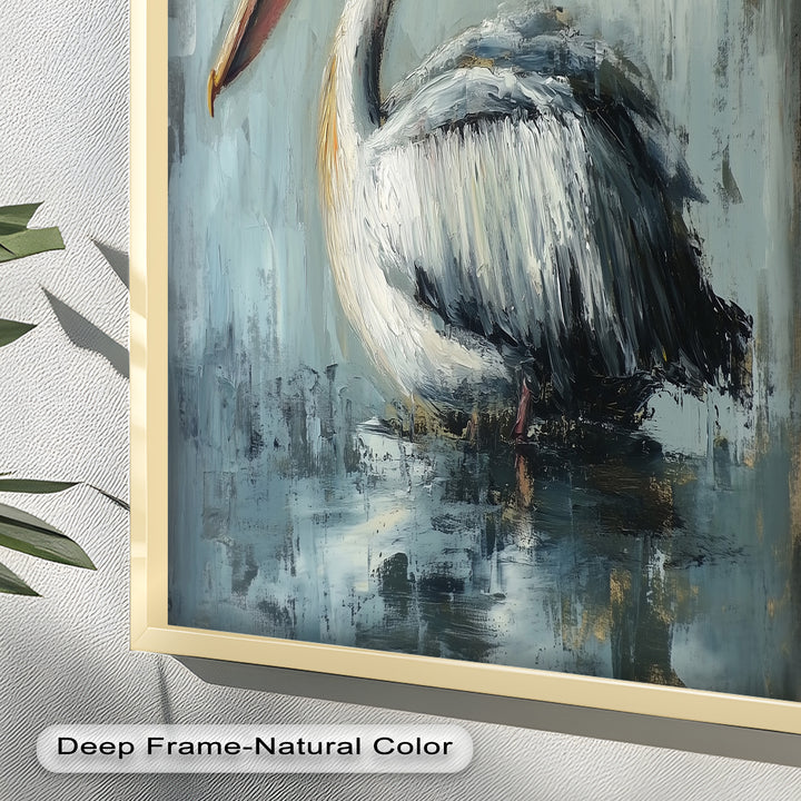 White Pelican Resting by the Water - Animal Oil Painting