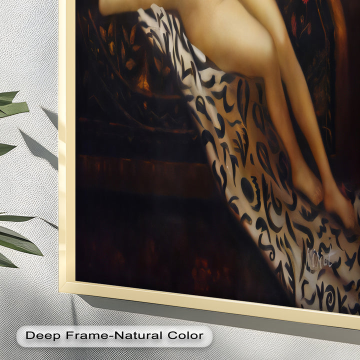 Velvet Reverie – Reclining Nude on Ornamental Nude Oil Painting