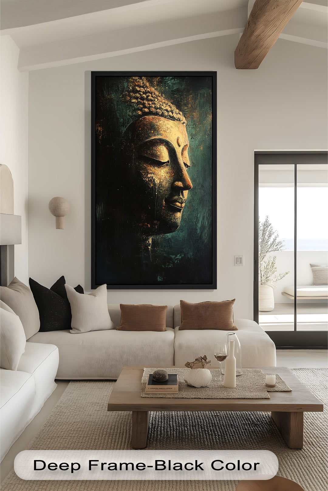 Ruhiges Buddha-Gesicht als Wandkunst – Religiöses Ölgemälde