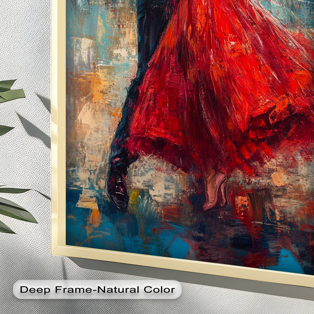 Flamenco Fire – Romantic Couple in Red Dress Oil Painting