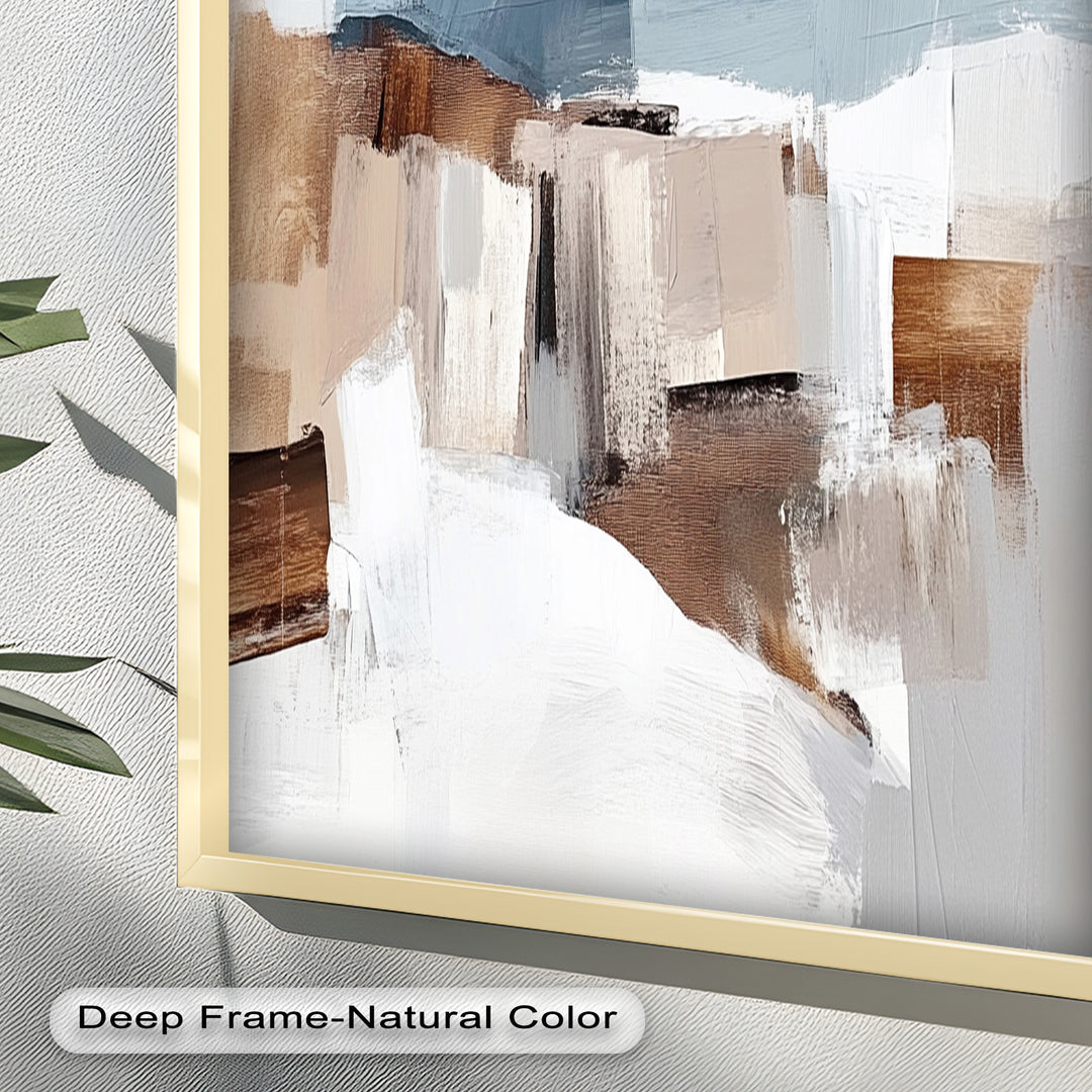 Muted Horizon Layers – Mountain Landscape Abstract Oil Painting