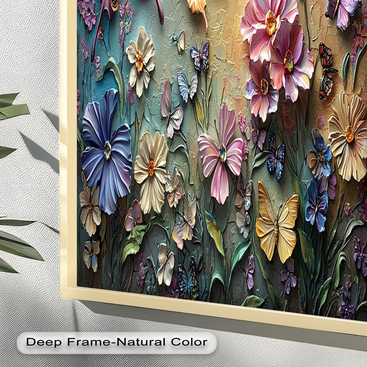 Butterflies Abstract Floral – Colorful Nature-Themed Oil Painting