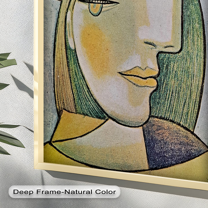 Soft Gaze of Solitude – Abstract Female Portrait Picasso Oil Painting
