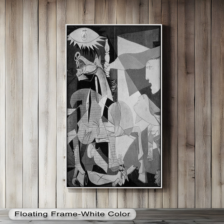 Echoes of War – Black & White Cubist Masterpiece Oil Painting