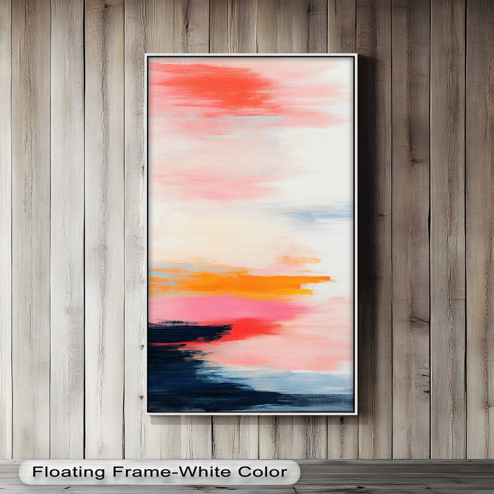 Blush Horizon – Abstraktes Ölgemälde mit Sonnenuntergangshimmel