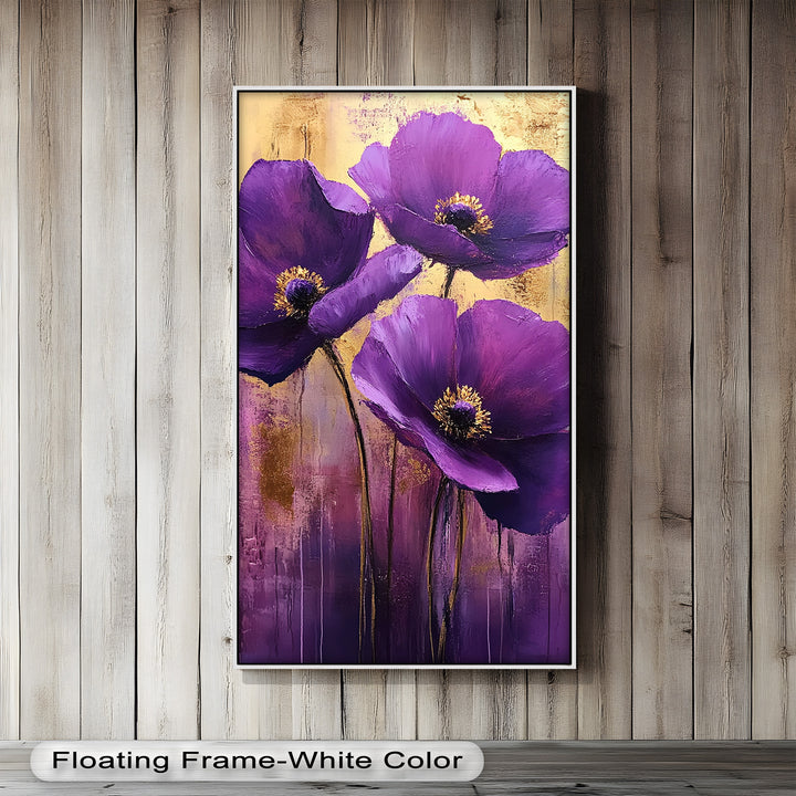 Purple Florals with Gold Accents - Flower Oil Painting