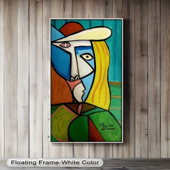 Golden Gaze – Cubist Woman in Hat Picasso Oil Painting