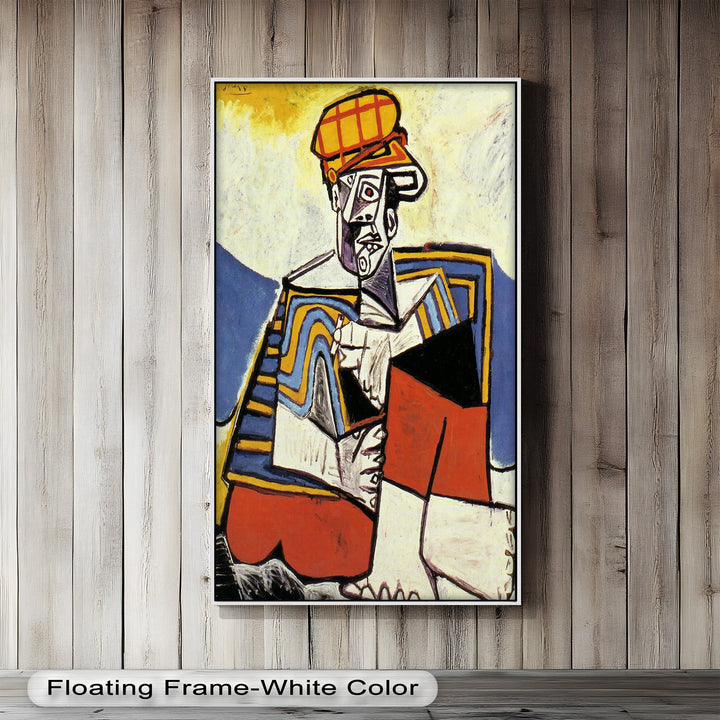Abstract Man with Cap Wall Art – Cubist Oil Painting