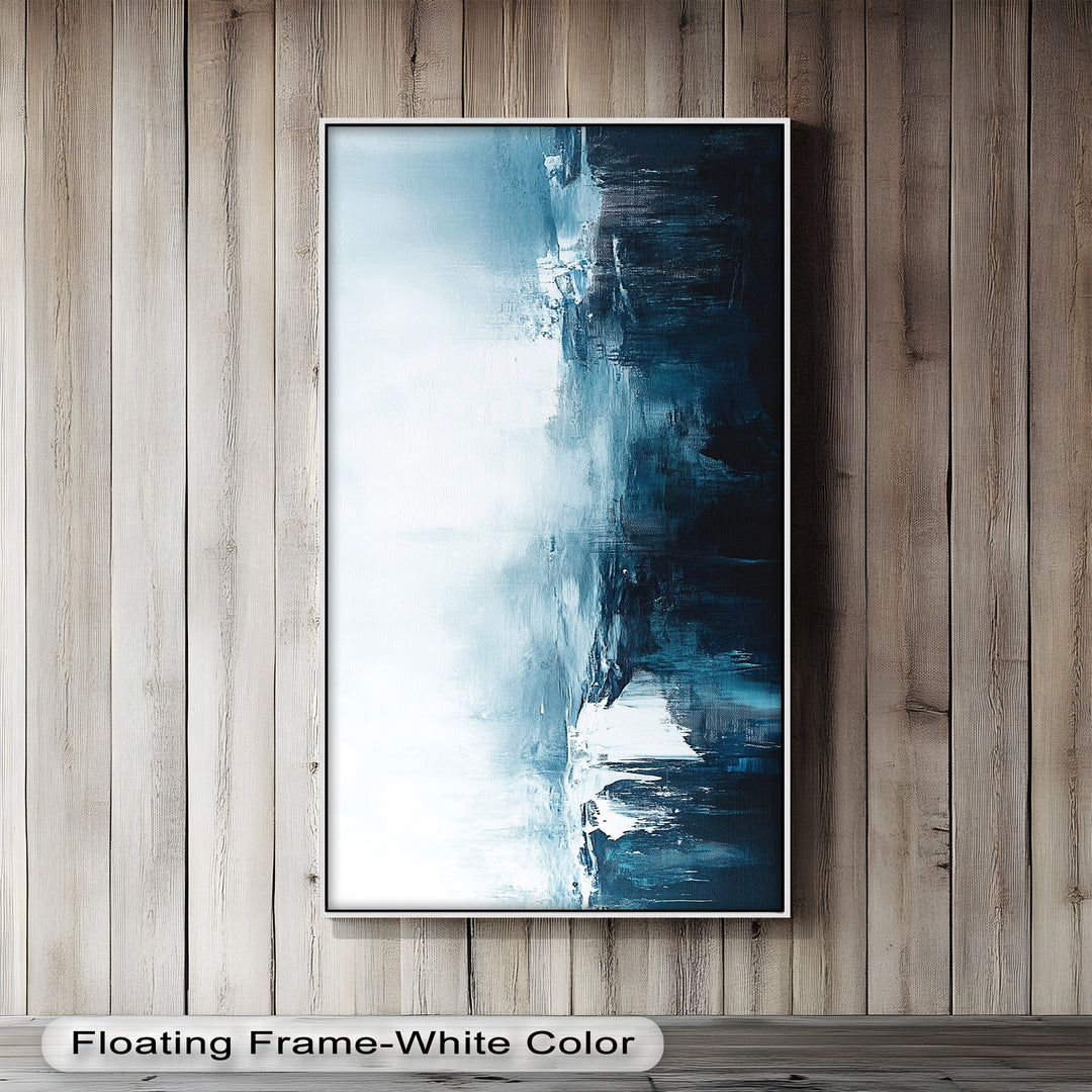 Midnight Fjord – Deep Blue Abstract Oil Painting