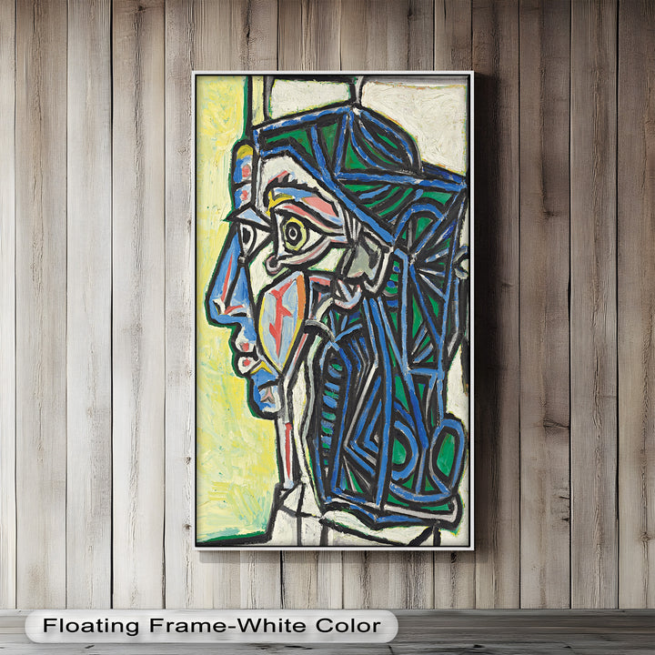 Geometric Portrait with Cyan and Emerald Tones - Picasso Oil Painting