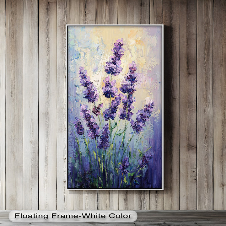 Lavender Blooms in Textured Harmony - Flower Oil Painting