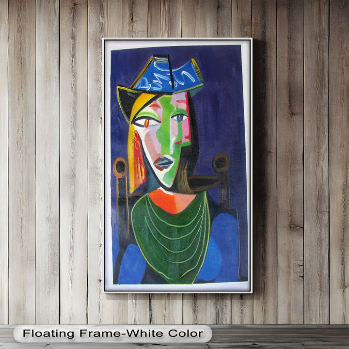 Jade and Indigo Muse – Abstract Woman Picasso Oil Painting