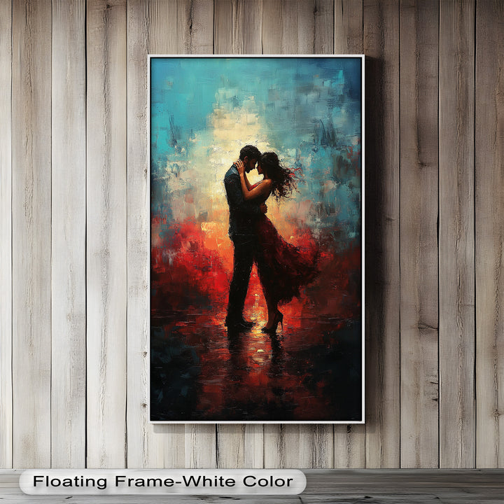 Eternal Flame – Embracing Couple at Sunset Love Oil Painting