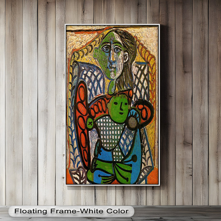 Green Embrace – Mother and Child Picasso Oil Painting