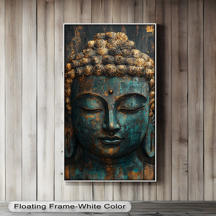 Turquoise Buddha Wall Art – Religious Oil Painting
