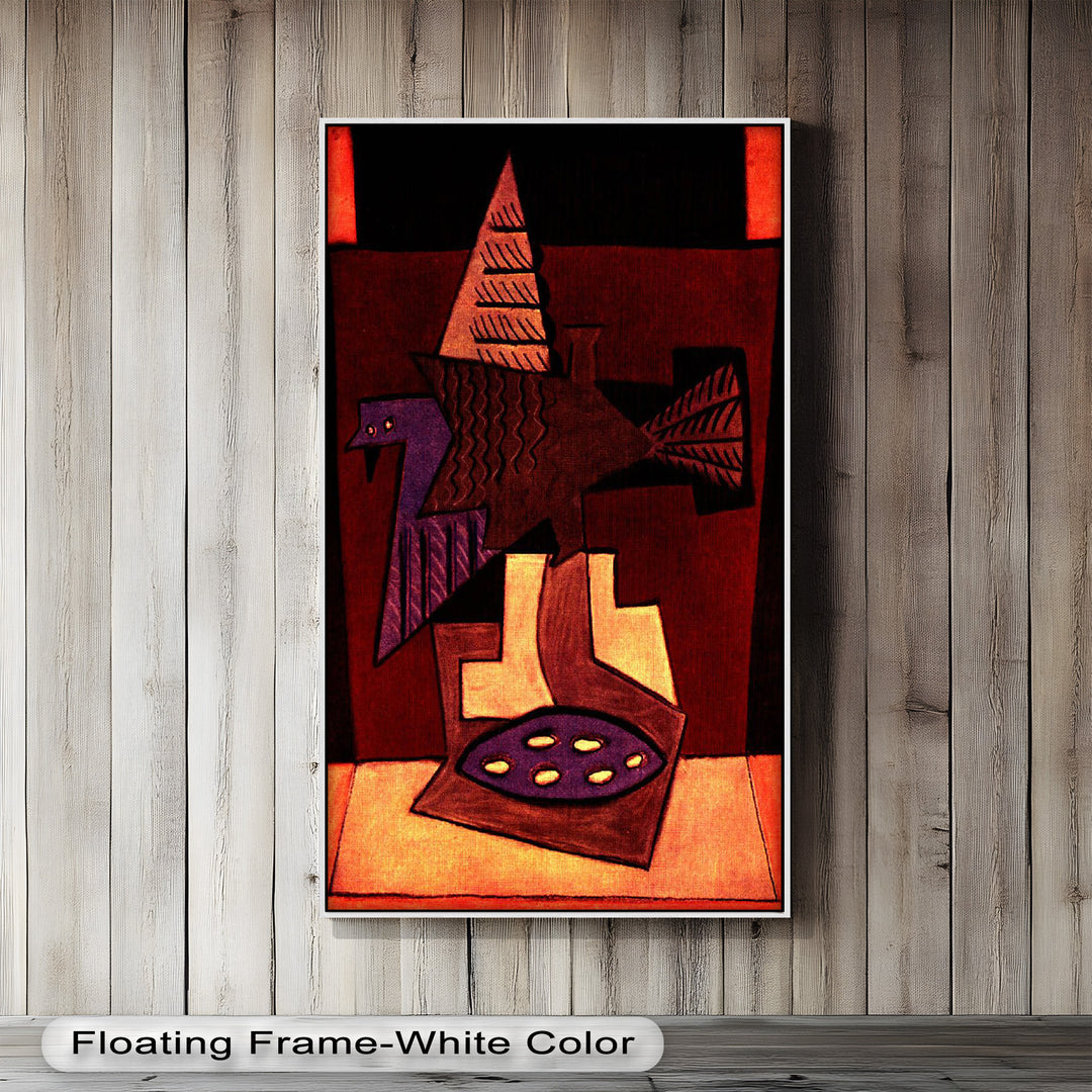 Abstract Bird & Bowl Wall Art – Cubist Oil Painting