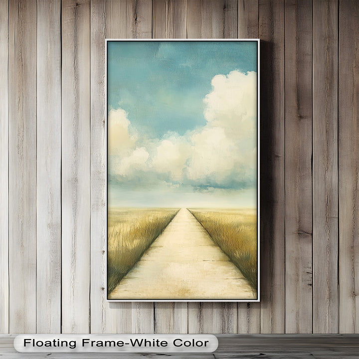 Minimal Nature Wall Art – Road Landscape Oil Painting