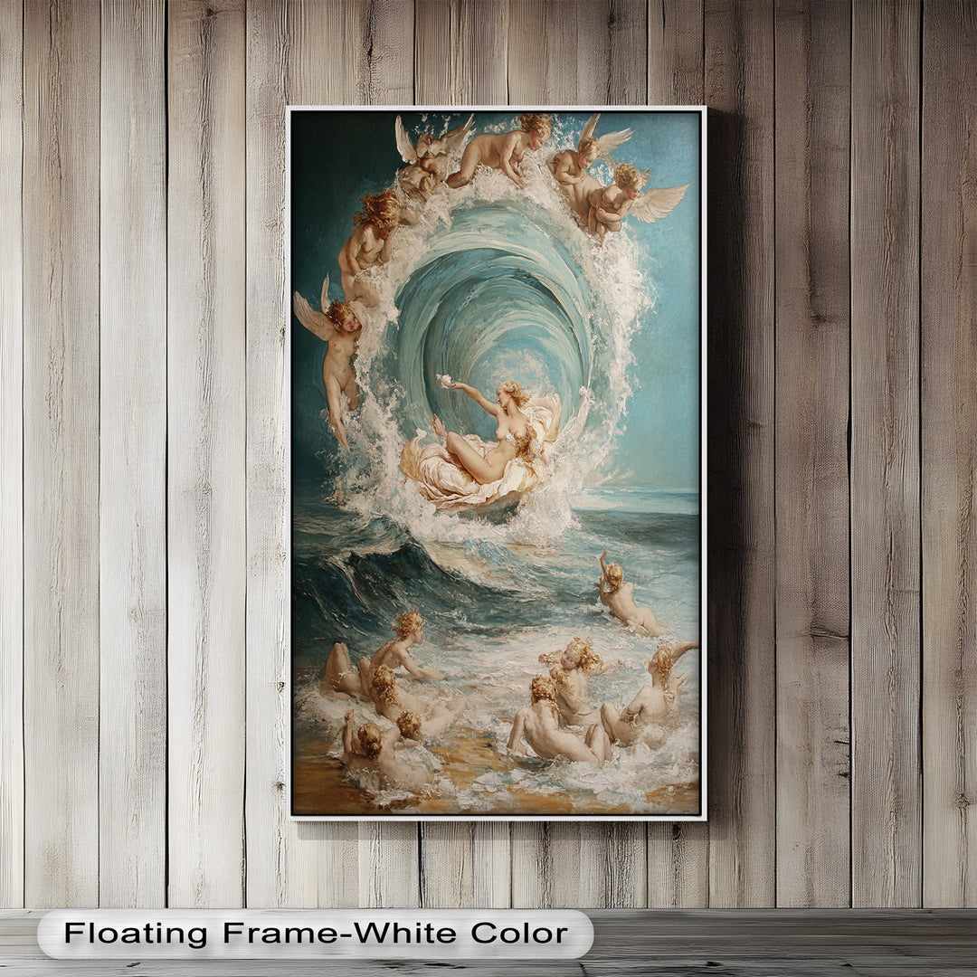 The Birth of Beauty – Mythic Seafoam and Cherubs Nude Oil Painting