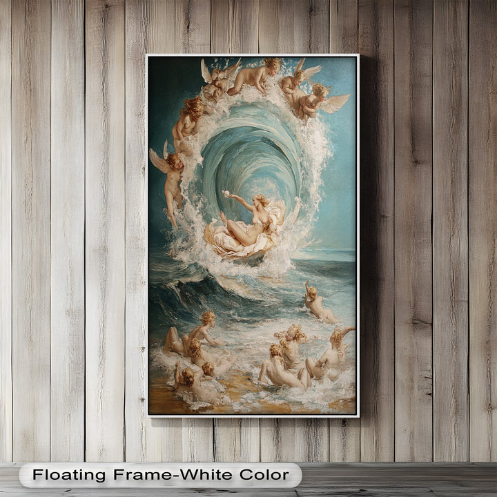 The Birth of Beauty – Mythic Seafoam and Cherubs Nude Oil Painting