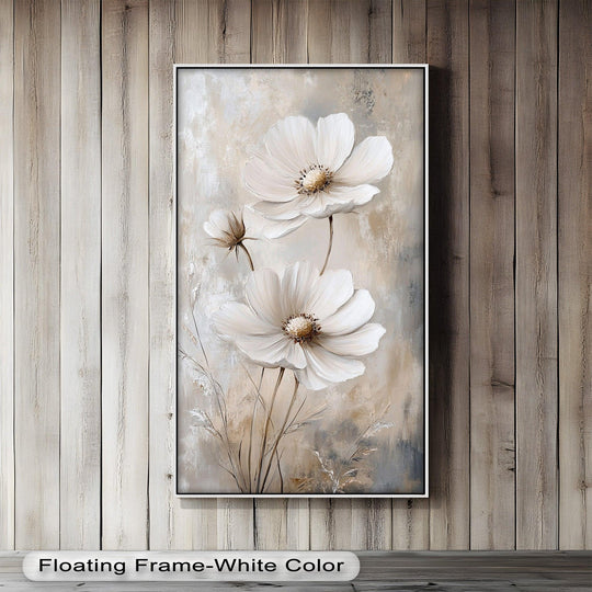 The stillness of soft ivory florals is captured in this flower oil painting decoration, showcasing warm neutrals and elegant brushstrokes.