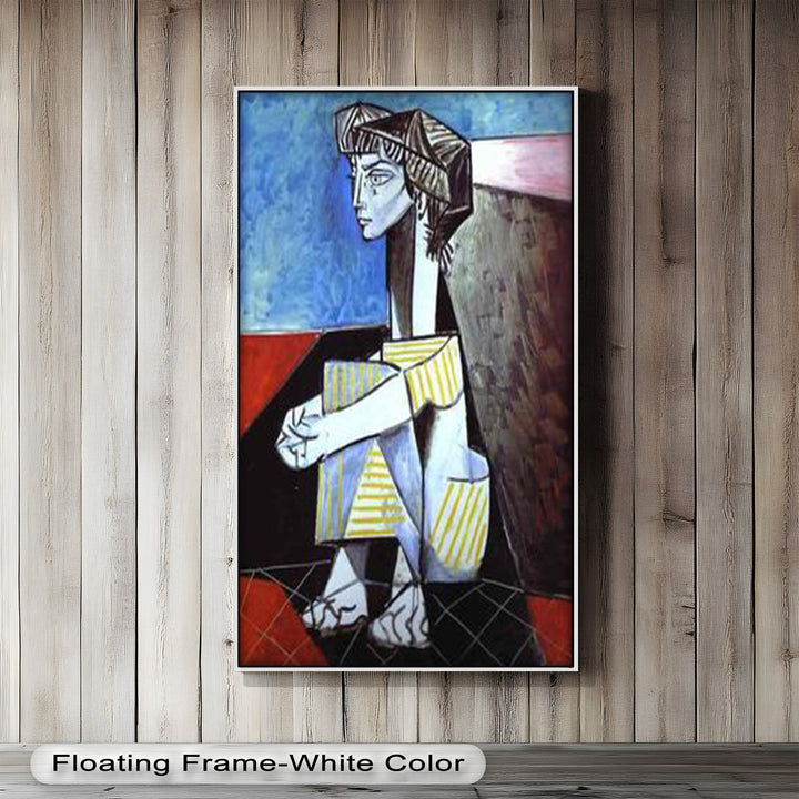 Seated in Reflection – Picasso Style Abstract Oil Painting