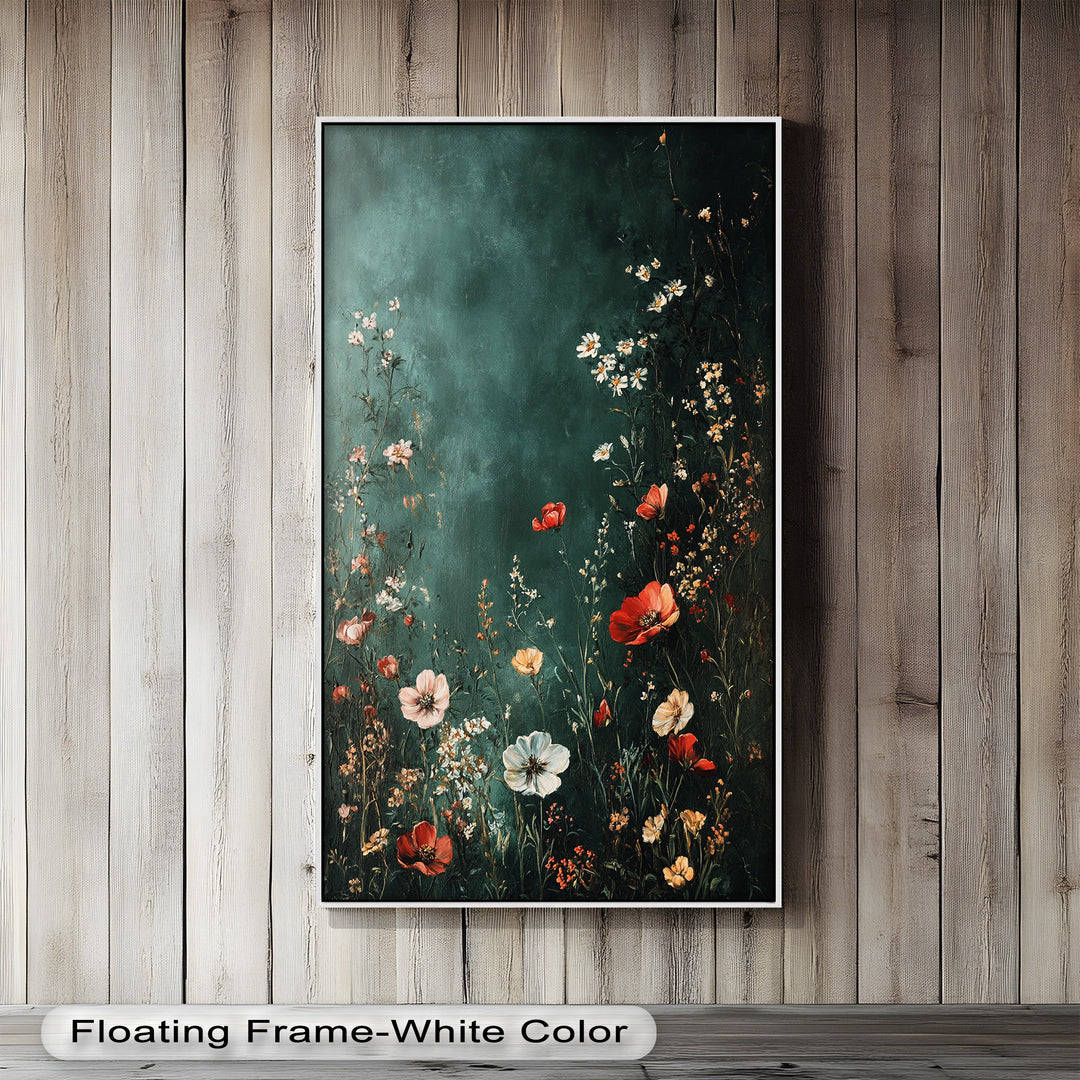Wild Bloom Serenity – Vintage Blumenölgemälde