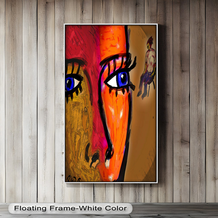 Gaze of Fire – Abstract Portrait with Distant Figure Picasso Oil Painting