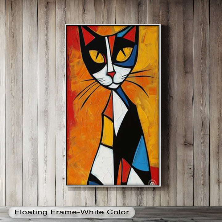 Geometric Feline – Abstract Cat Picasso Style Oil Painting