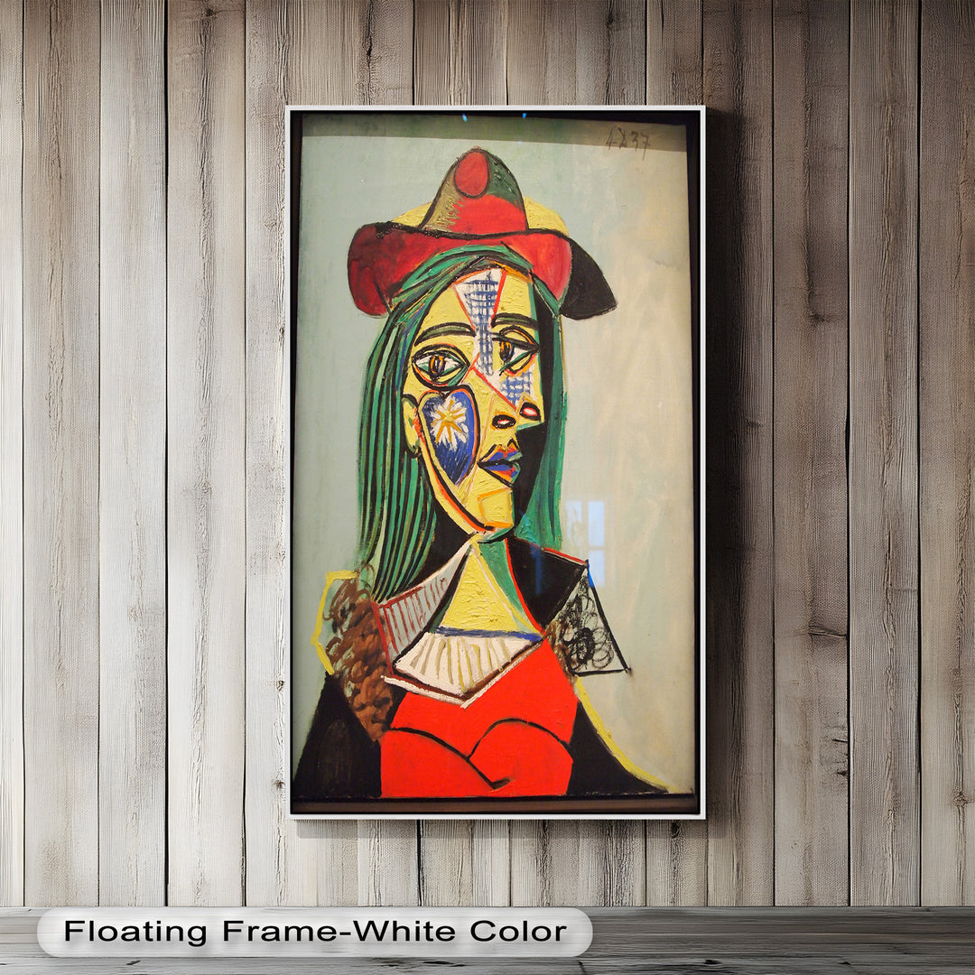 Solar Veil – Cubist Portrait of a Woman in Red Hat Oil Painting