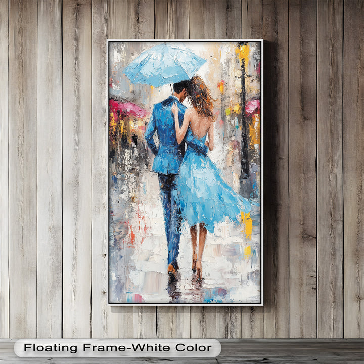 Forever in the Rain – Romantic Couple Love Oil Painting