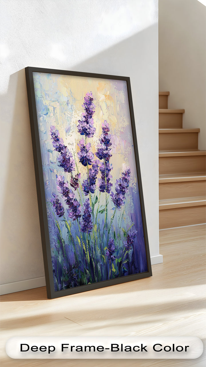 Lavender Blooms in Textured Harmony - Flower Oil Painting