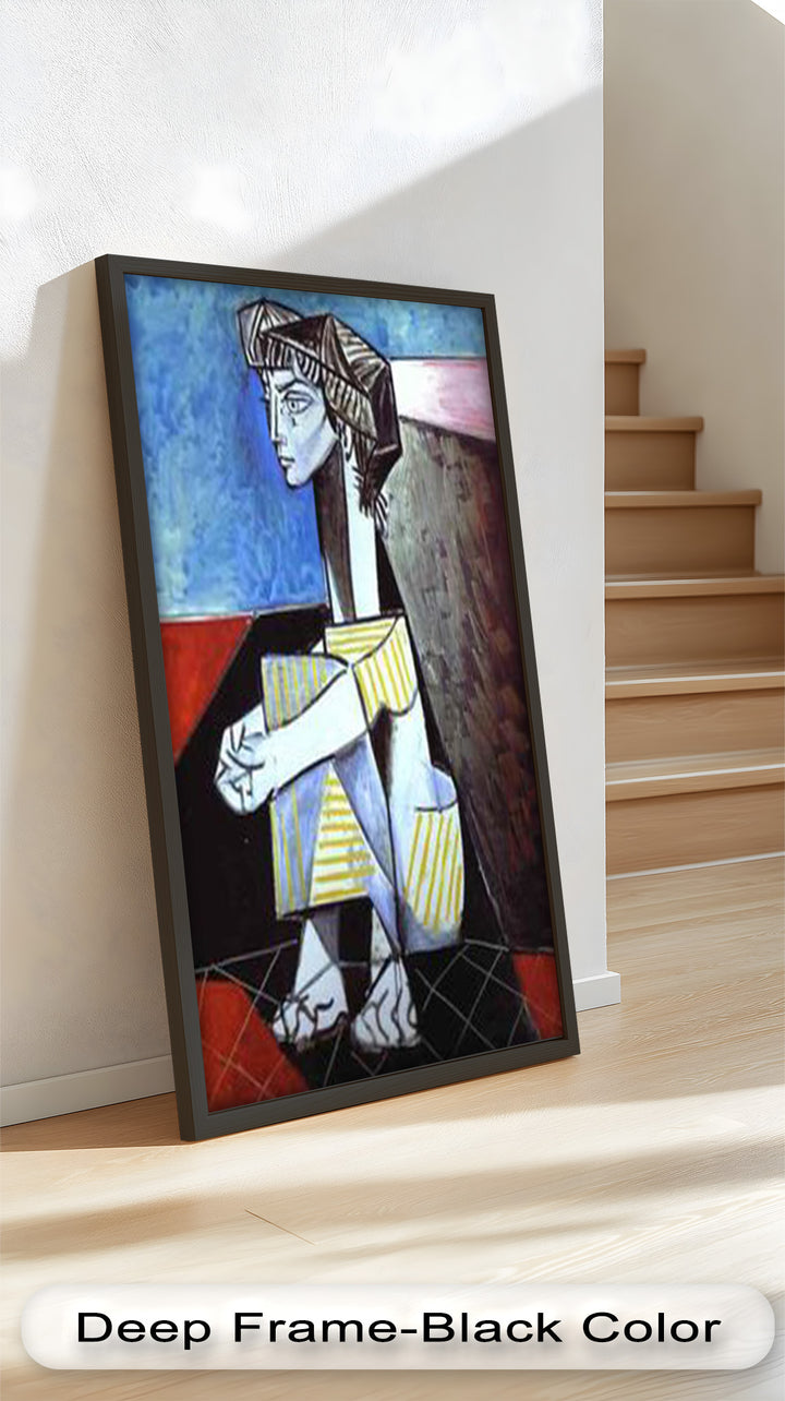 Seated in Reflection – Picasso Style Abstract Oil Painting